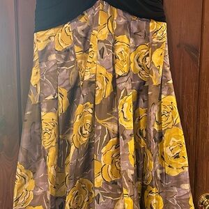 Marissa Baratelli Silk Dress 
Floral Yellow and Black Women's Skirt